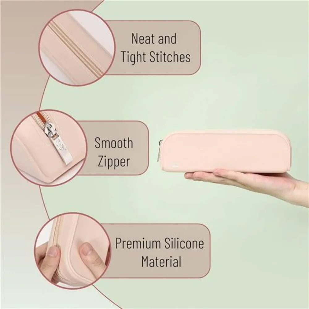 Women Small Silicone Pencil Case, Malibu Dune Color Pencil Pouch Pencil Case‎